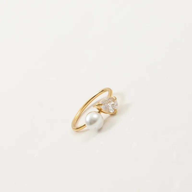 Paris Pearl Ring- Stainless Steel pearl pear Ring