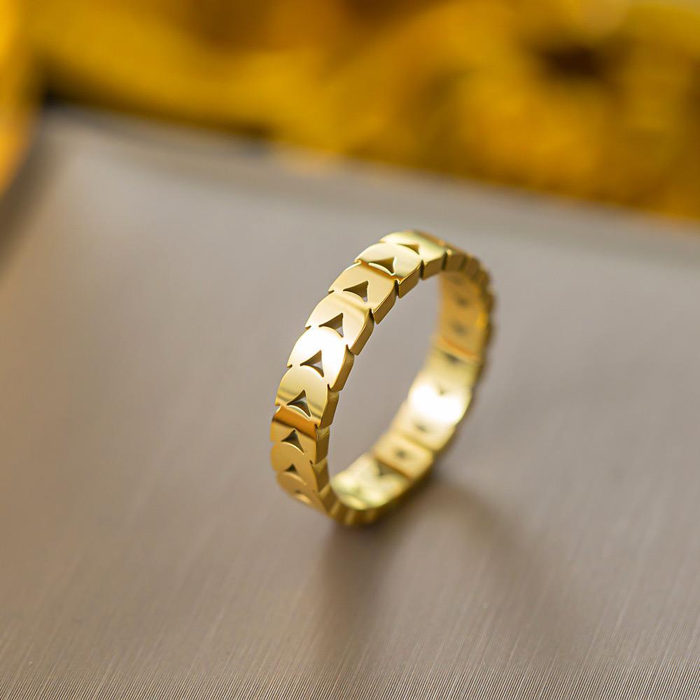 Triangle Band Ring - 18K Gold Plated Ring Stainless Steel Ring for Women and Girls