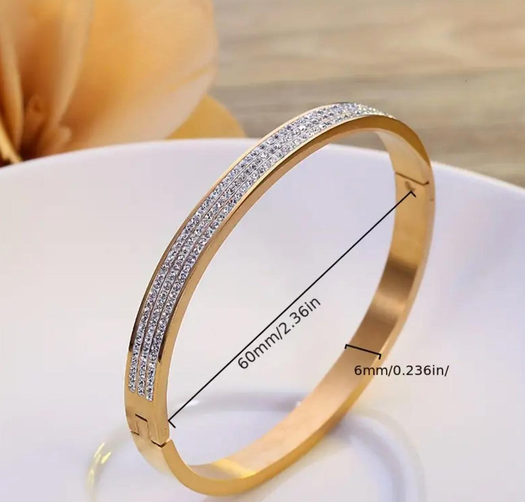 Spark Bangle - Stainless Steel Bangle Simple Golden with Starry Sky Design, Fade-Resistant