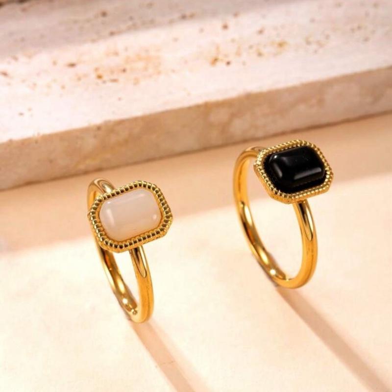 Jade Stone Ring - Stainless steel rings