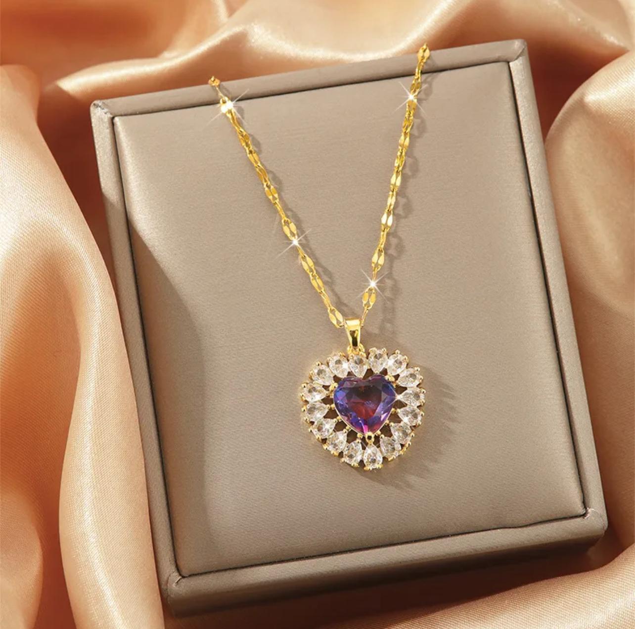 Lady Heart Necklace- Stainless steel Gold Plated Pendant Necklace