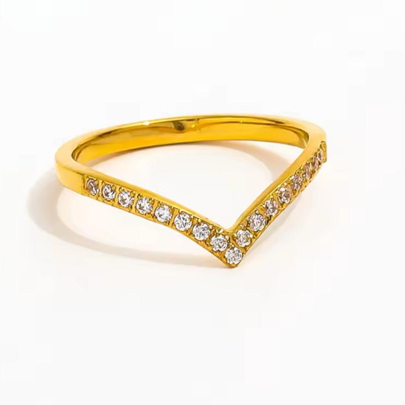 V drop Ring - 18k Gold Stainless Steel Ring to stack