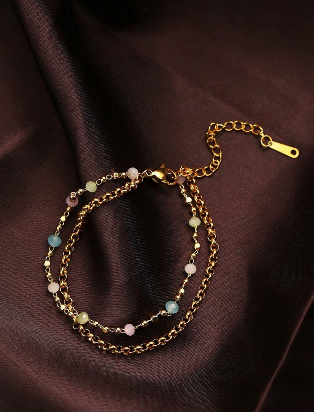 Summer bracelet Natural Stone Stainless steel Beaded Bracelet