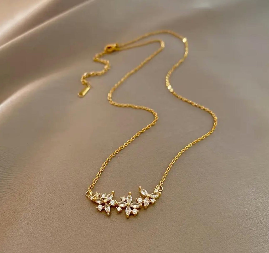 Jasmine Necklace - Stainless Steel Necklace with Cubic Zirconia Pendant - Versatile & Exquisite Accessory