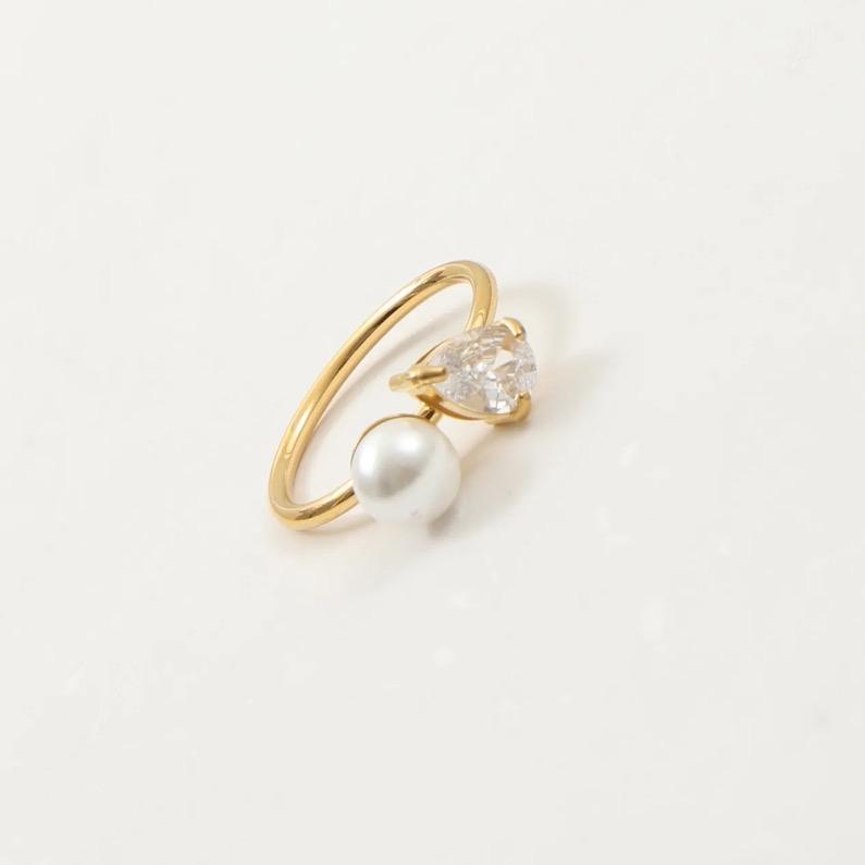 Paris Pearl Ring- Stainless Steel pearl pear Ring