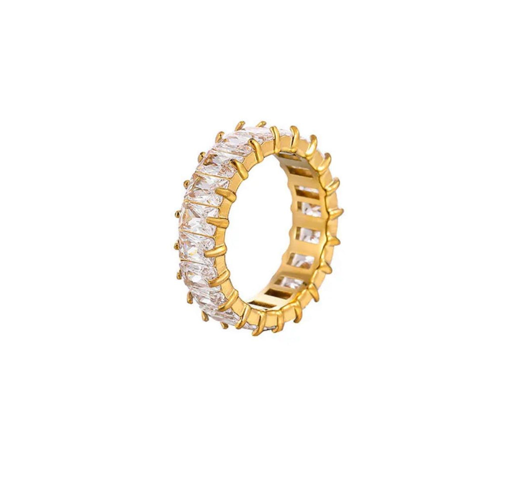 Iced Out Square Zircon Jewelry Rings Stainless Steel