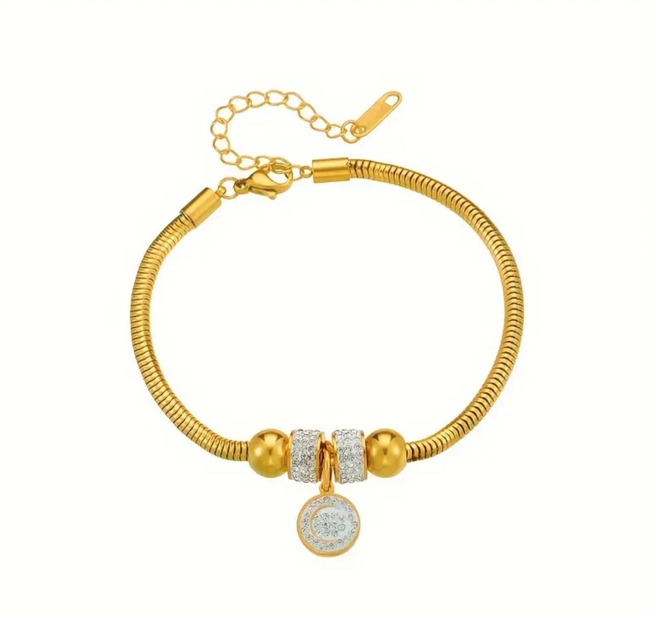 Charm Bracelet - Stainless Steel Women'S Bracelet with Synthetic Cubic Zirconia