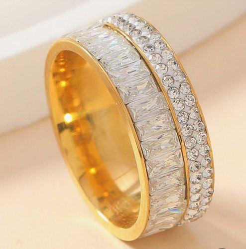 Casher Ring - Stainless Steel Rectangle Cubic Zirconia Ring