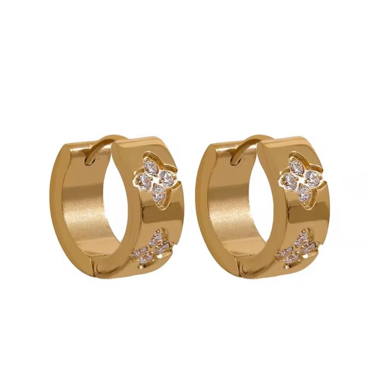 Blossom Zircon Stainless Steel Huggies Earring Non Tarnish Hoop Earrings