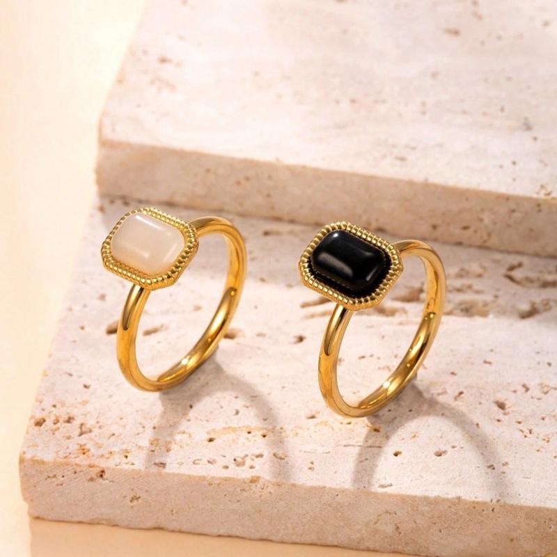 Jade Stone Ring - Stainless steel rings