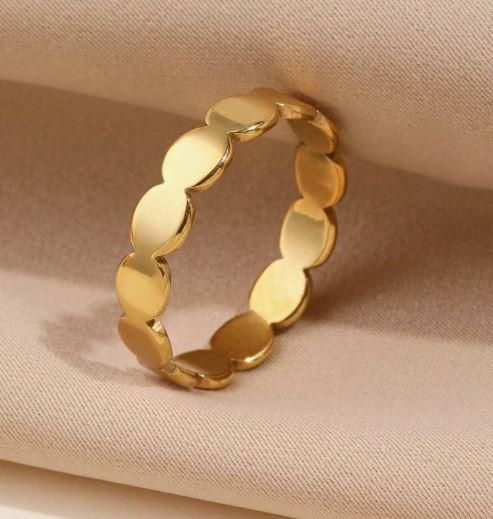 Disc ring - Stainless Steel Golden Yellow Circle ring