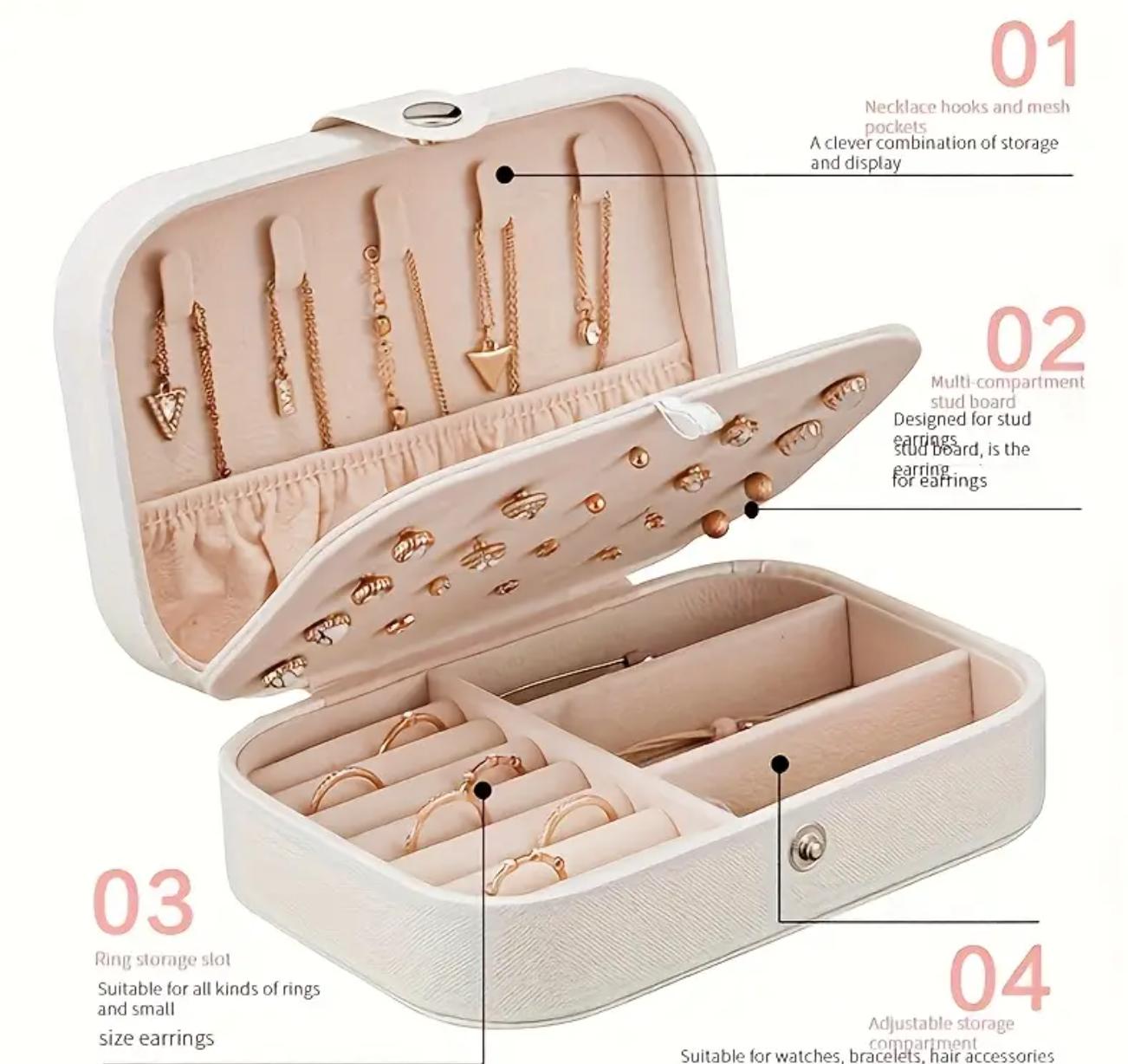 Portable Double Layer Leather Jewelry Storage Box with Secure Lock for Earrings, Necklaces, and Rings Organiser Lightweight