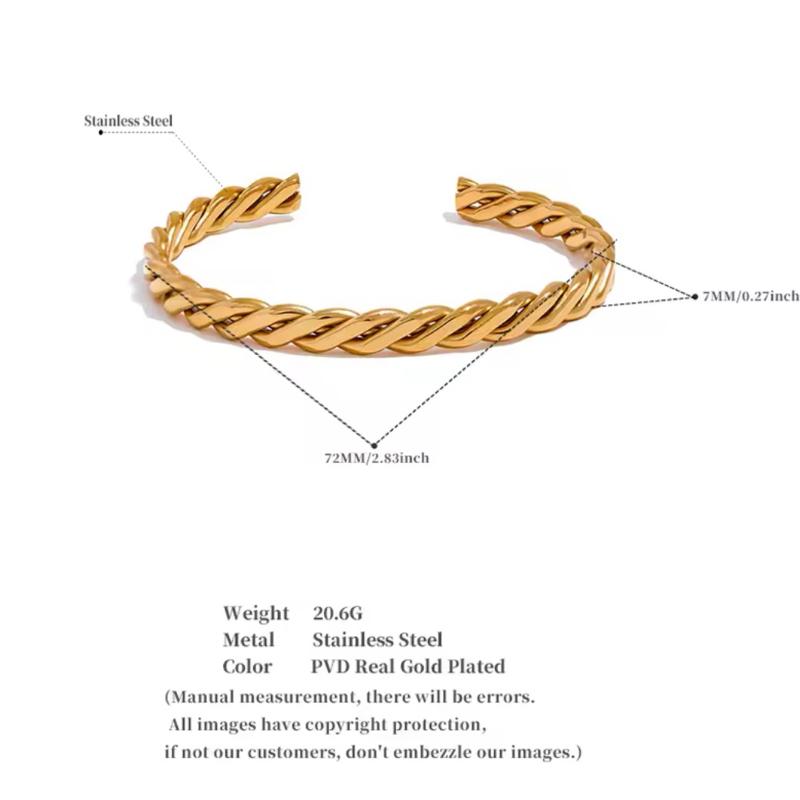 Twist cuff bangle - Stainless steel bangle for all size