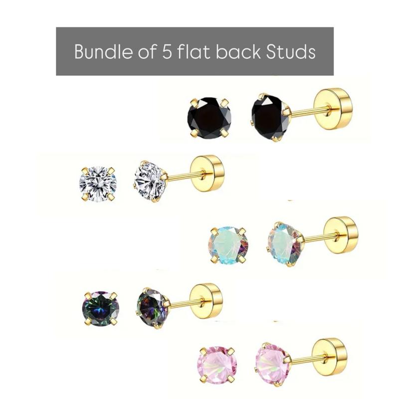 Multicolour flat back Studs - Stainless steel everyday flat back studs