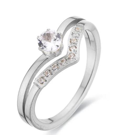 Wave Ring Stainless Steel Ring - Elegant Glamorous Gold Plated Zircon Inlay Hollow Out Design Unisex Jewelry