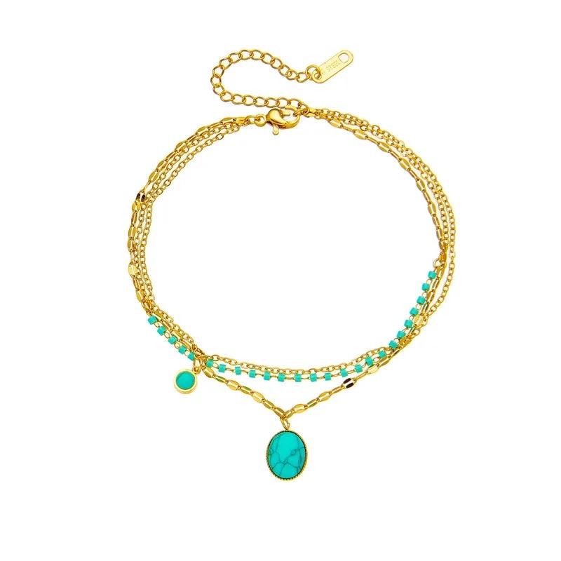 Turquoise layer set - Stainless steel bracelet and necklace set