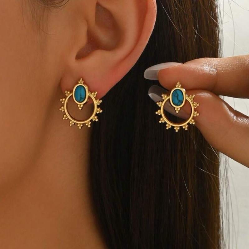 Turquoise studs - Stainless steel studs earrings