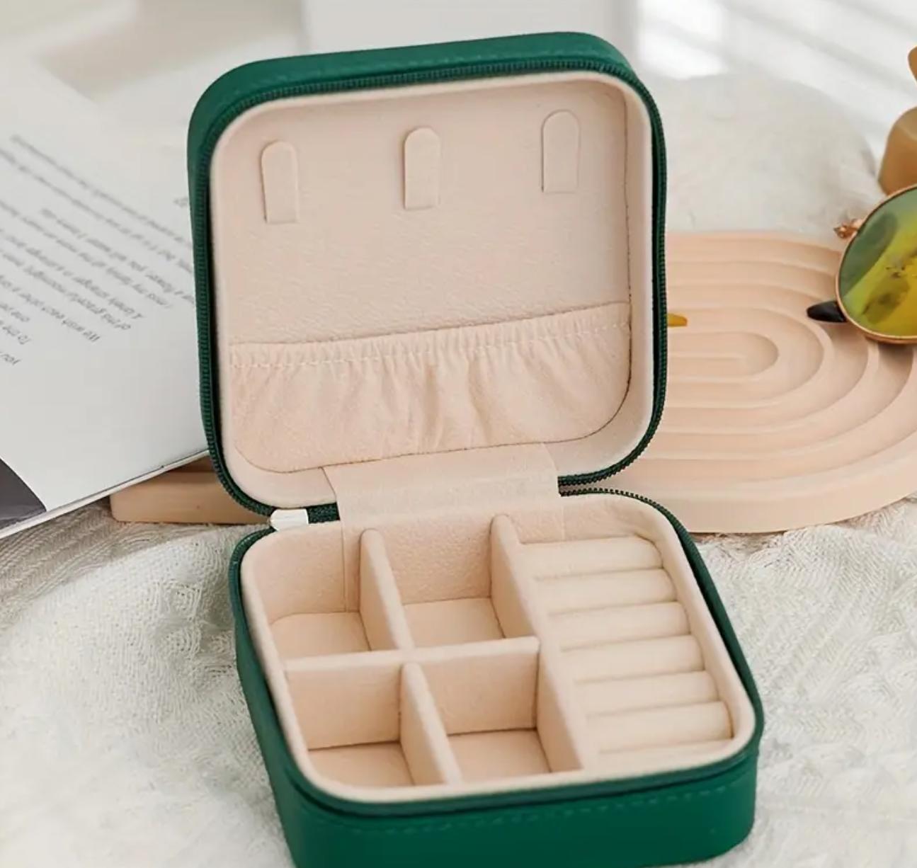 leather Jewelry Box - Rectangular with Necklace Hooks, Multi-Purpose Travel Organizer for Necklaces, Earrings, and Rings, Snap Closure, Fabric Lining, No Power Required, Jewelry Boxes Accessory