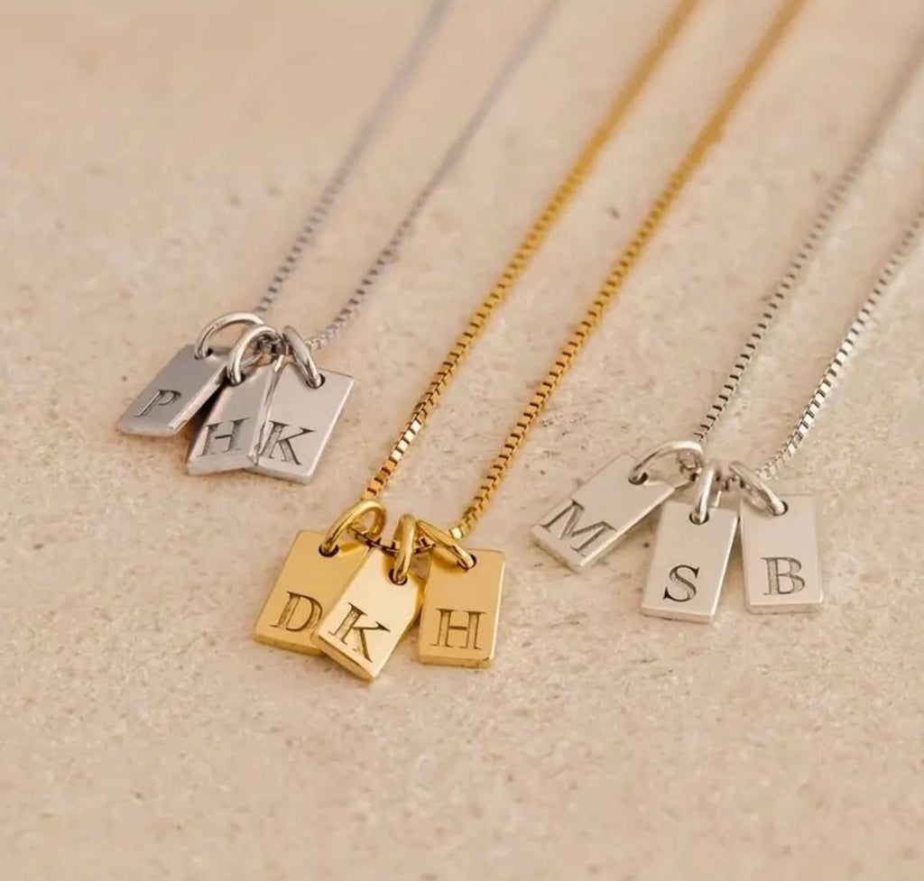 Cuba Initial -  Steel Alphabet Charm Pendant only NO Chain- 26 Letters Nameplate for DIY Necklace Jewelry Making Accessories