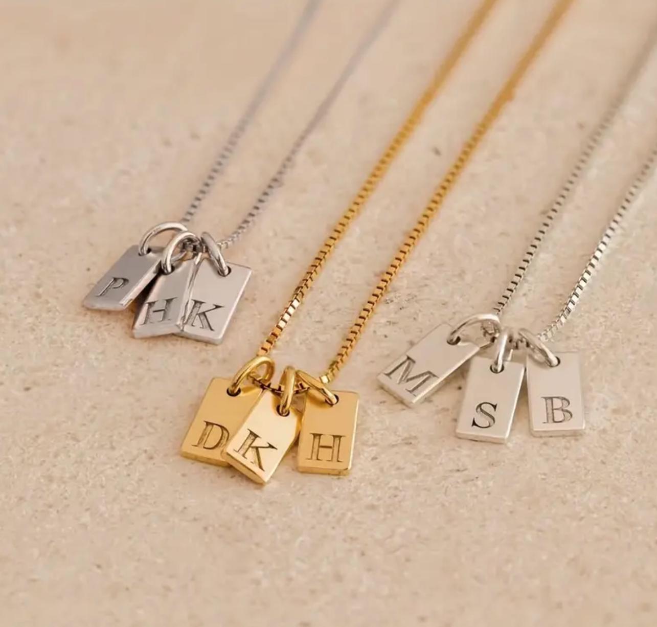 Cuba Initial -  Steel Alphabet Charm Pendant only NO Chain- 26 Letters Nameplate for DIY Necklace Jewelry Making Accessories