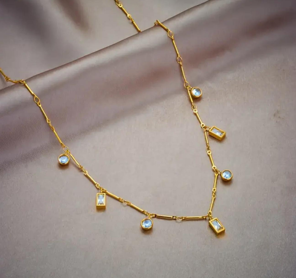 Sona Necklace - Stainless Steel Gold plated Necklace with Cubic Zirconia Pendant - Versatile & Exquisite Accessory for Women