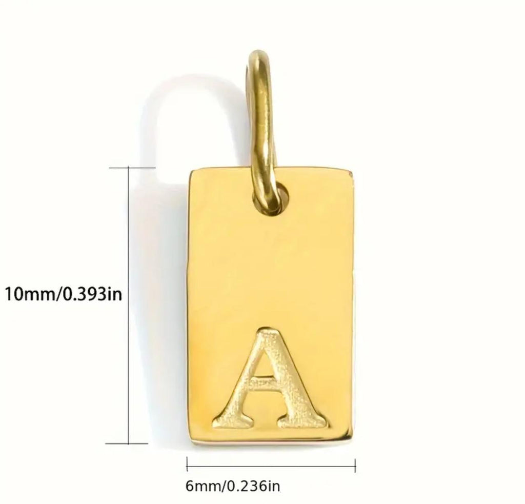 Cuba Initial -  Steel Alphabet Charm Pendant only NO Chain- 26 Letters Nameplate for DIY Necklace Jewelry Making Accessories