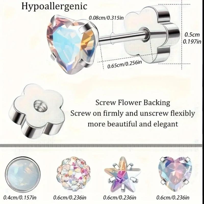 Multi Flat back stud Bundle in Stainless steel, 4 pairs in each bundle