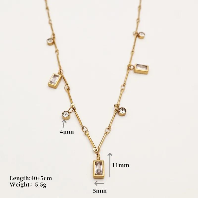 Sona Necklace - Stainless Steel Gold plated Necklace with Cubic Zirconia Pendant - Versatile & Exquisite Accessory for Women