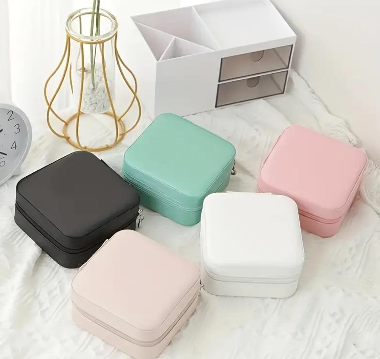 leather Jewelry Box - Rectangular with Necklace Hooks, Multi-Purpose Travel Organizer for Necklaces, Earrings, and Rings, Snap Closure, Fabric Lining, No Power Required, Jewelry Boxes Accessory