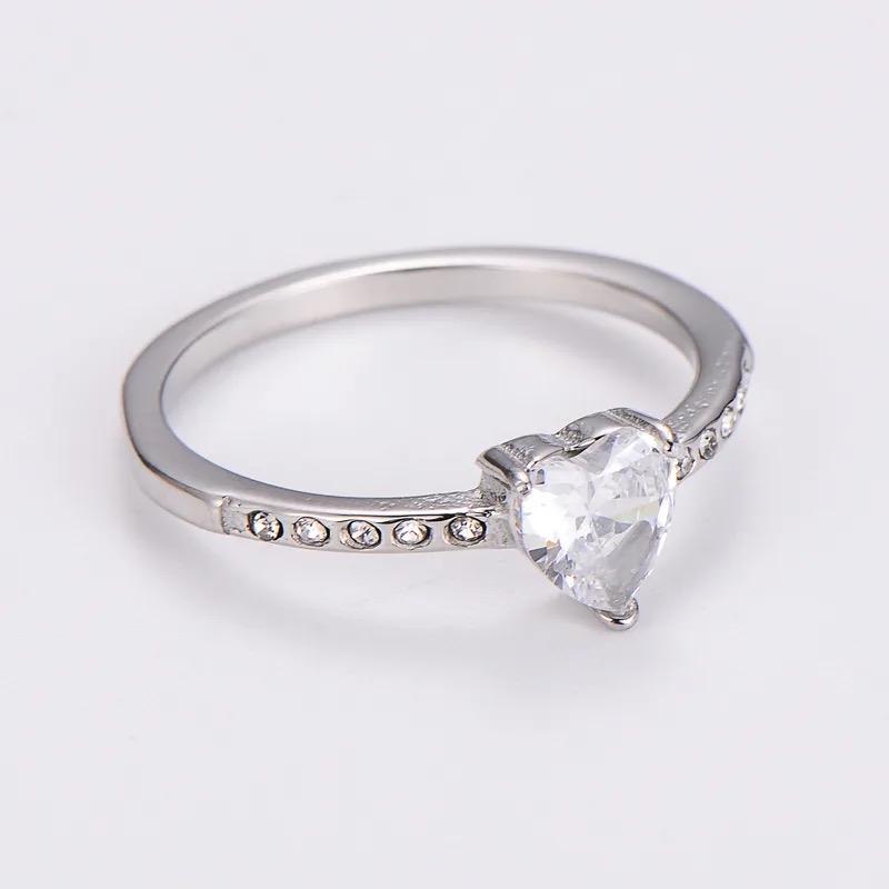 Sweetheart Ring - Stainless Steel Everyday Ring with Heart-Shaped Gemstones in Gold Finish