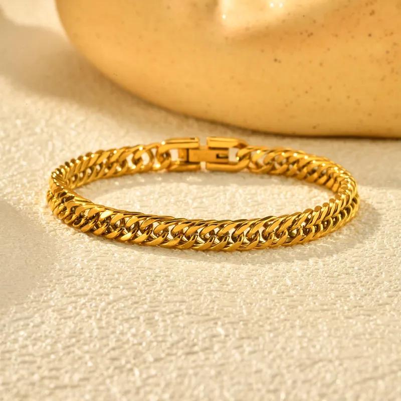 Casual Simple Style Classic Style Solid Color 201 Stainless Steel Cuban Link Chain Curb Chain Bracelets