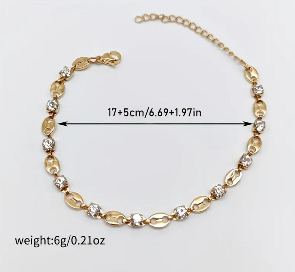 Dia Bean - Oval Coffee Bean Design with Sparkle, Stainless Steel Link Chain for Daily Wear And Gift