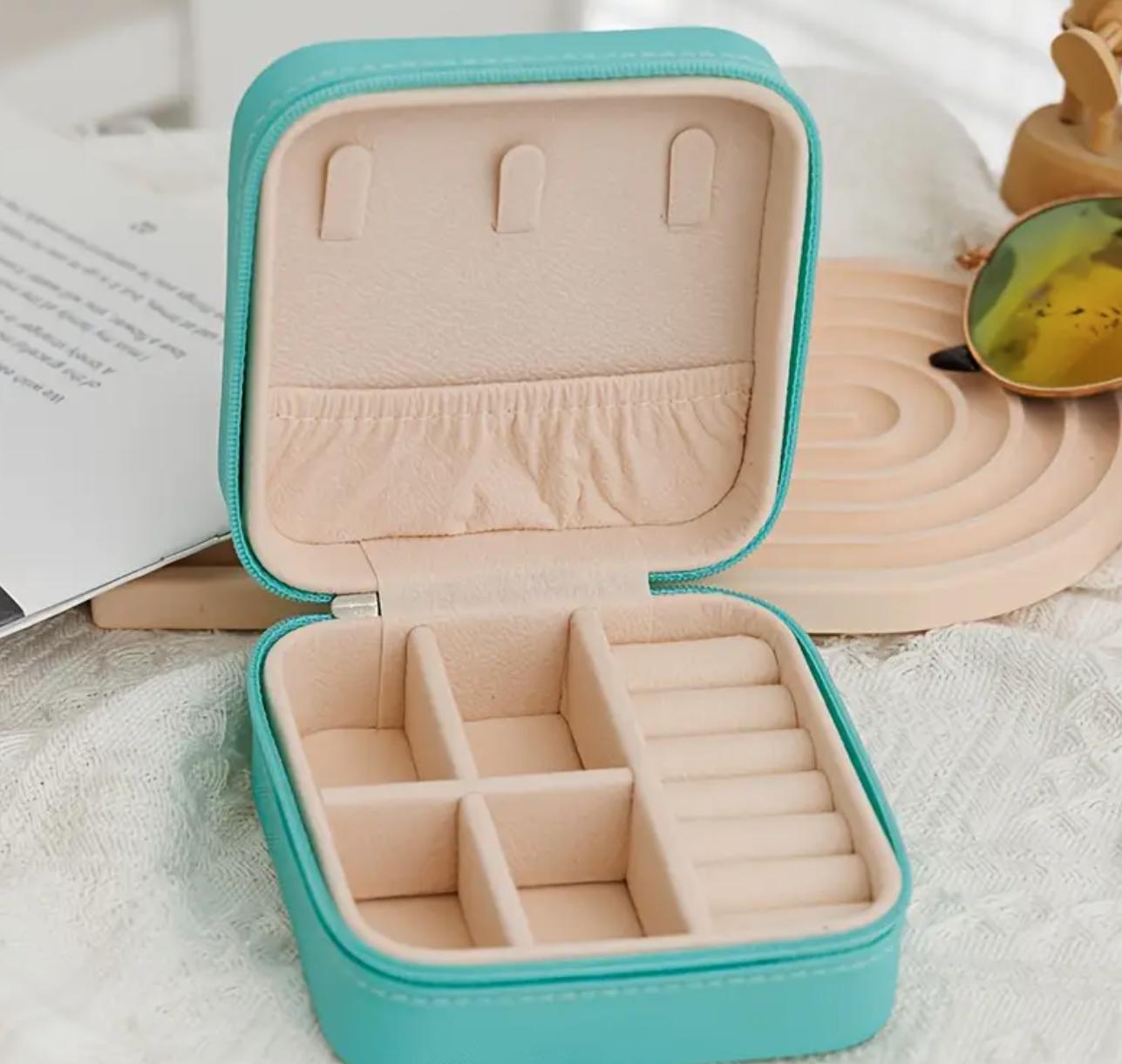 leather Jewelry Box - Rectangular with Necklace Hooks, Multi-Purpose Travel Organizer for Necklaces, Earrings, and Rings, Snap Closure, Fabric Lining, No Power Required, Jewelry Boxes Accessory