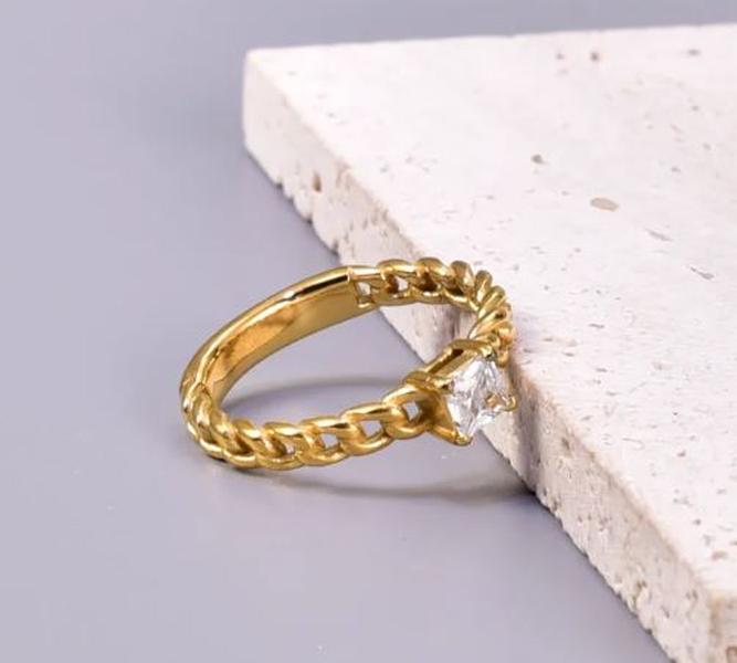 Chain Ring - Stainless Steel Zircon 18K Gold Plated Rings