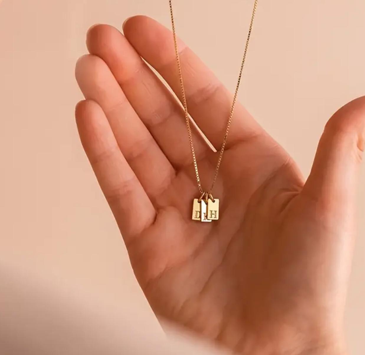 Cuba Initial -  Steel Alphabet Charm Pendant only NO Chain- 26 Letters Nameplate for DIY Necklace Jewelry Making Accessories