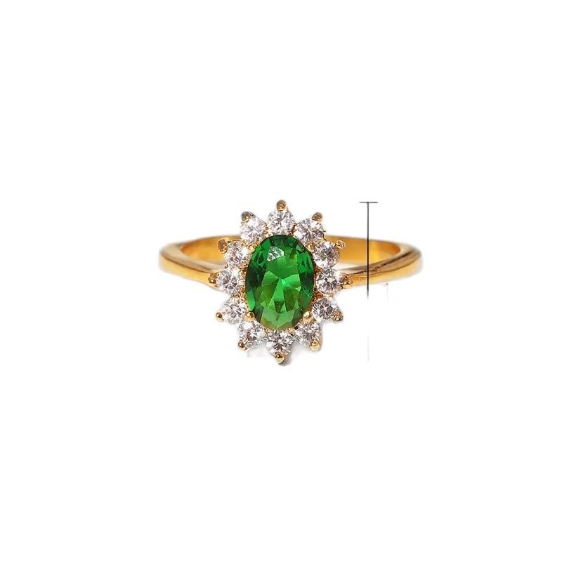 Emerald Ring - Stainless Steel gold plated ring