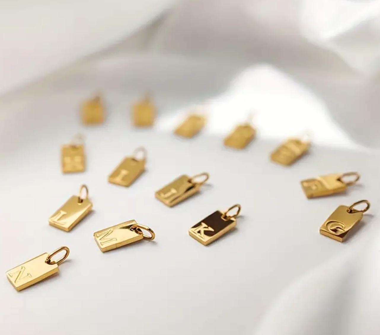 Cuba Initial -  Steel Alphabet Charm Pendant only NO Chain- 26 Letters Nameplate for DIY Necklace Jewelry Making Accessories