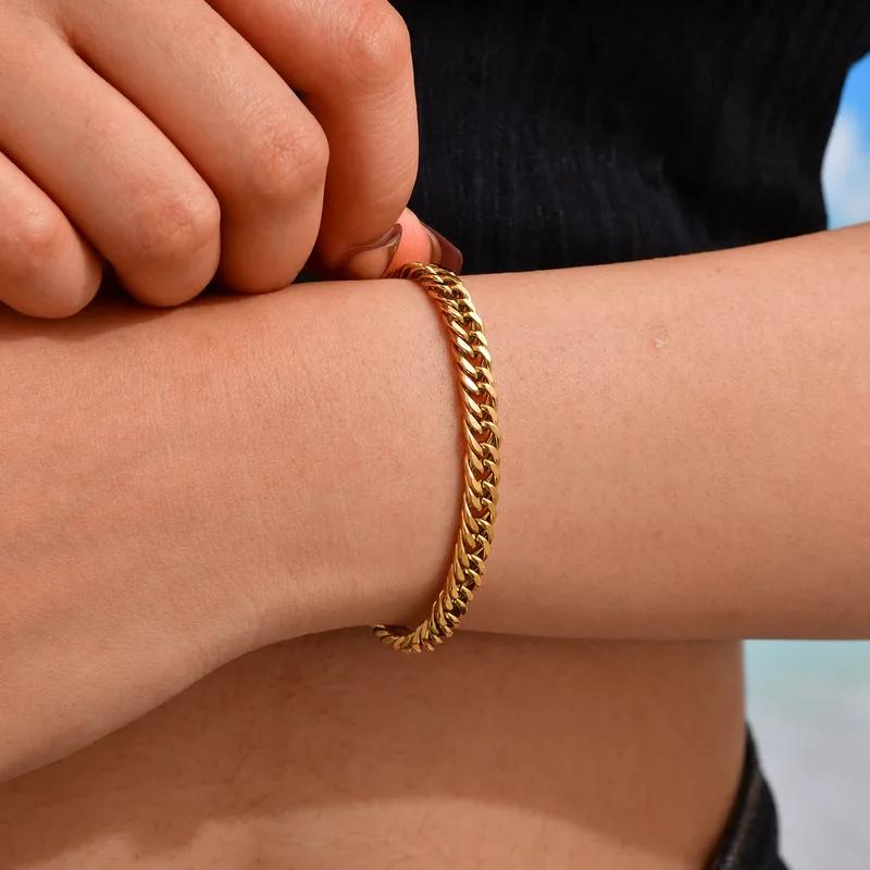 Casual Simple Style Classic Style Solid Color 201 Stainless Steel Cuban Link Chain Curb Chain Bracelets