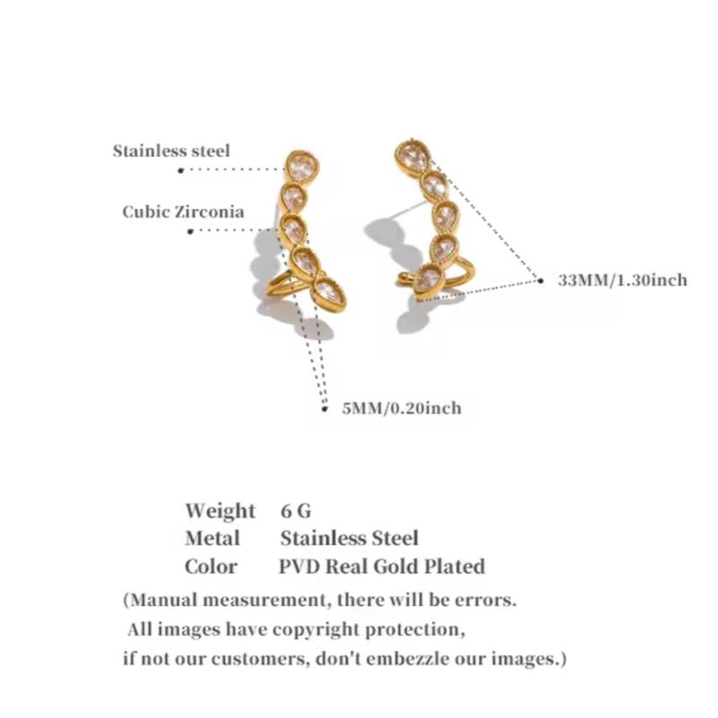 Pear cuff studs - Stainless steel cuff earring