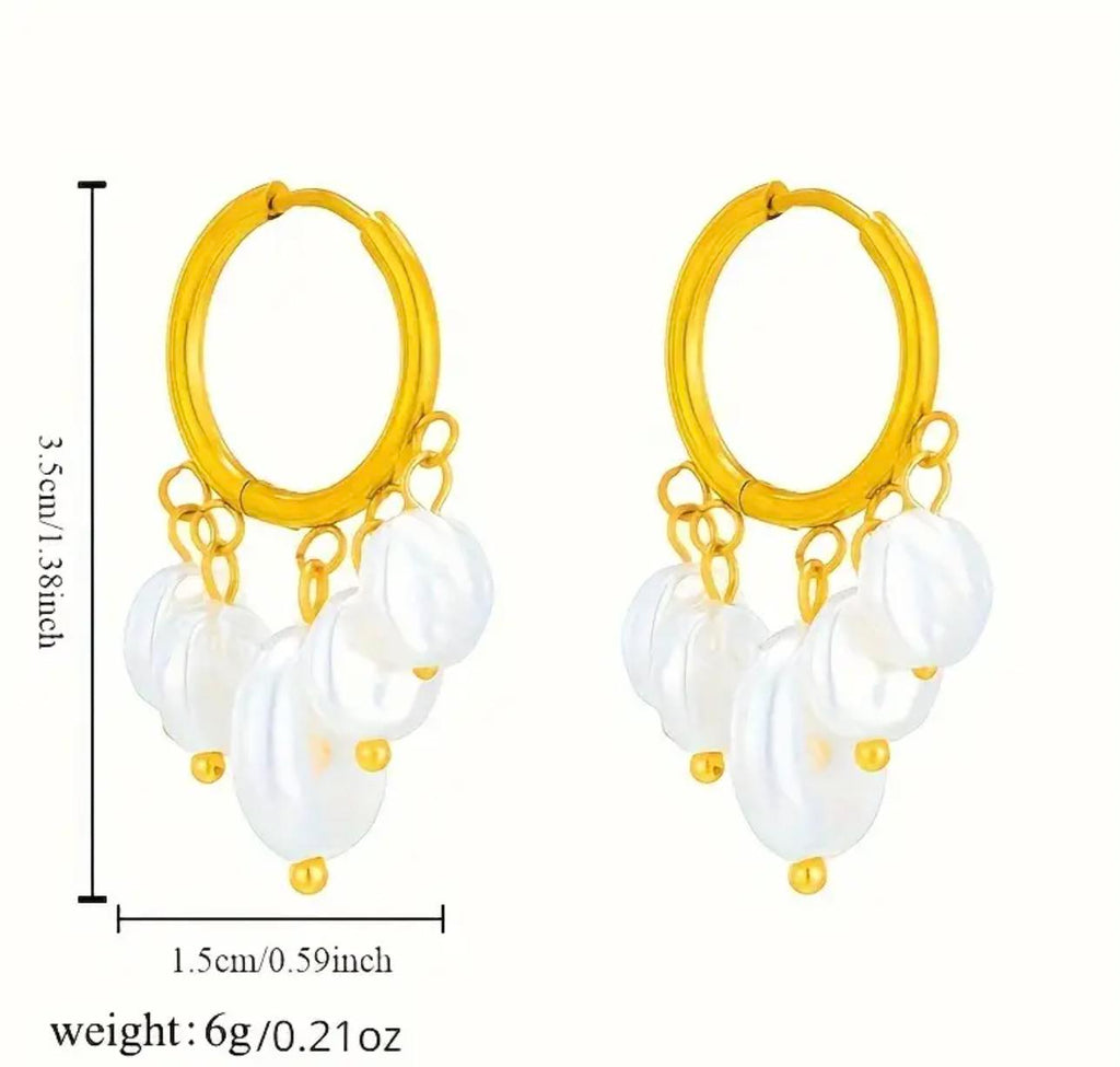 Pearl Hoop - Earrings with Chic Imitation Pearl Tassel - Stainless Steel, Versatile for Daily Wear