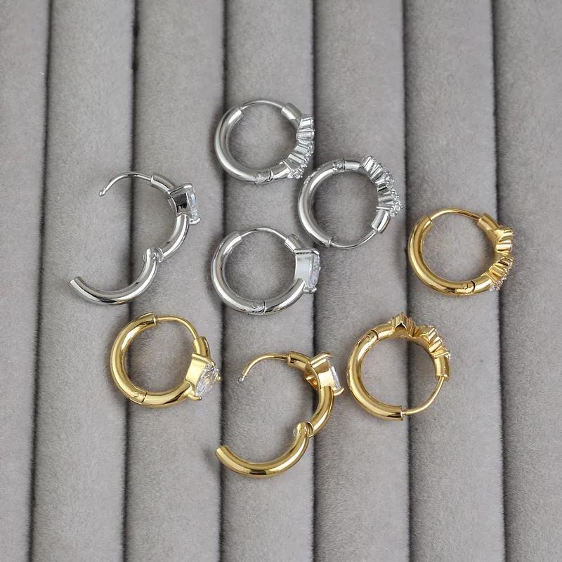 Zizi Huggies - Stainless Steel Hoop Earrings with Sparkling CZ Stones Jewelry