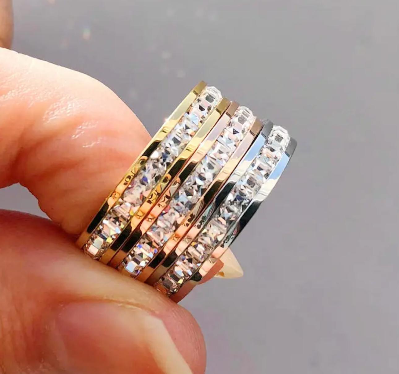 Spark Ring - Stainless Steel Ring with Sparkling Cubic Zirconia, Perfect for Engagement & Wedding, Simple Yet Sophisticated Design, Suitable for Daily Wear or Gifting