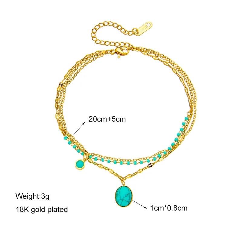 Turquoise layer set - Stainless steel bracelet and necklace set