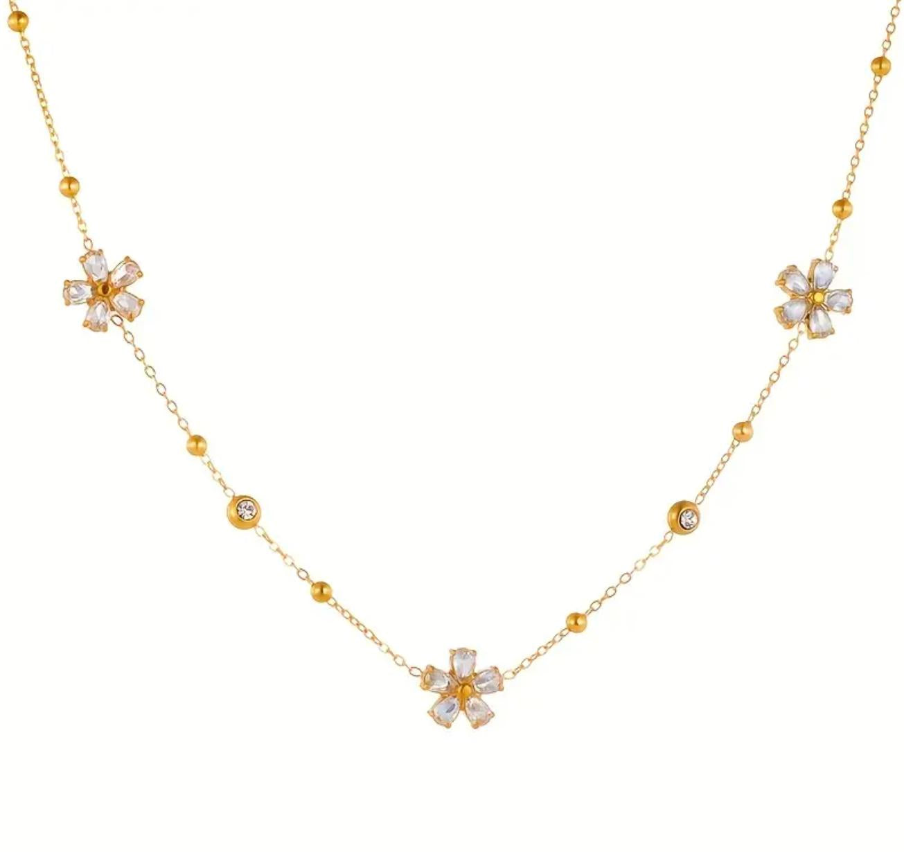 Florence Necklace Set - Stainless Steel Flower Jewelry Set for Women - Includes Necklace & Earrings
