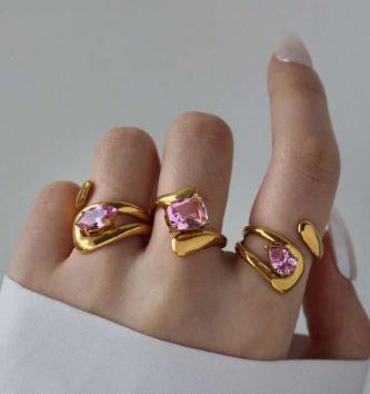 Frminee 1pc/2pcs/3pcs Cubic Zirconia Decoration Rings, 18K Gold Stainless Steel Women Rings, Luxury Jewelry For Daily Casual Engagement Wedding Rings, Gift Idea, Thick Twisted Band Stacking Rings, Bold Criss-Cross Statement Rings