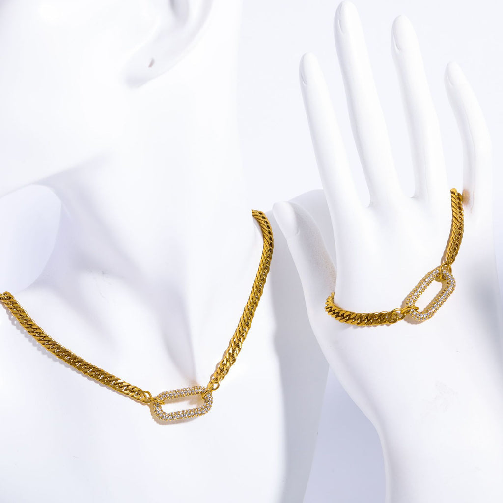 Copper 18K Gold Plated Streetwear Plating Inlay Oval Zircon Bracelets Earrings Necklace