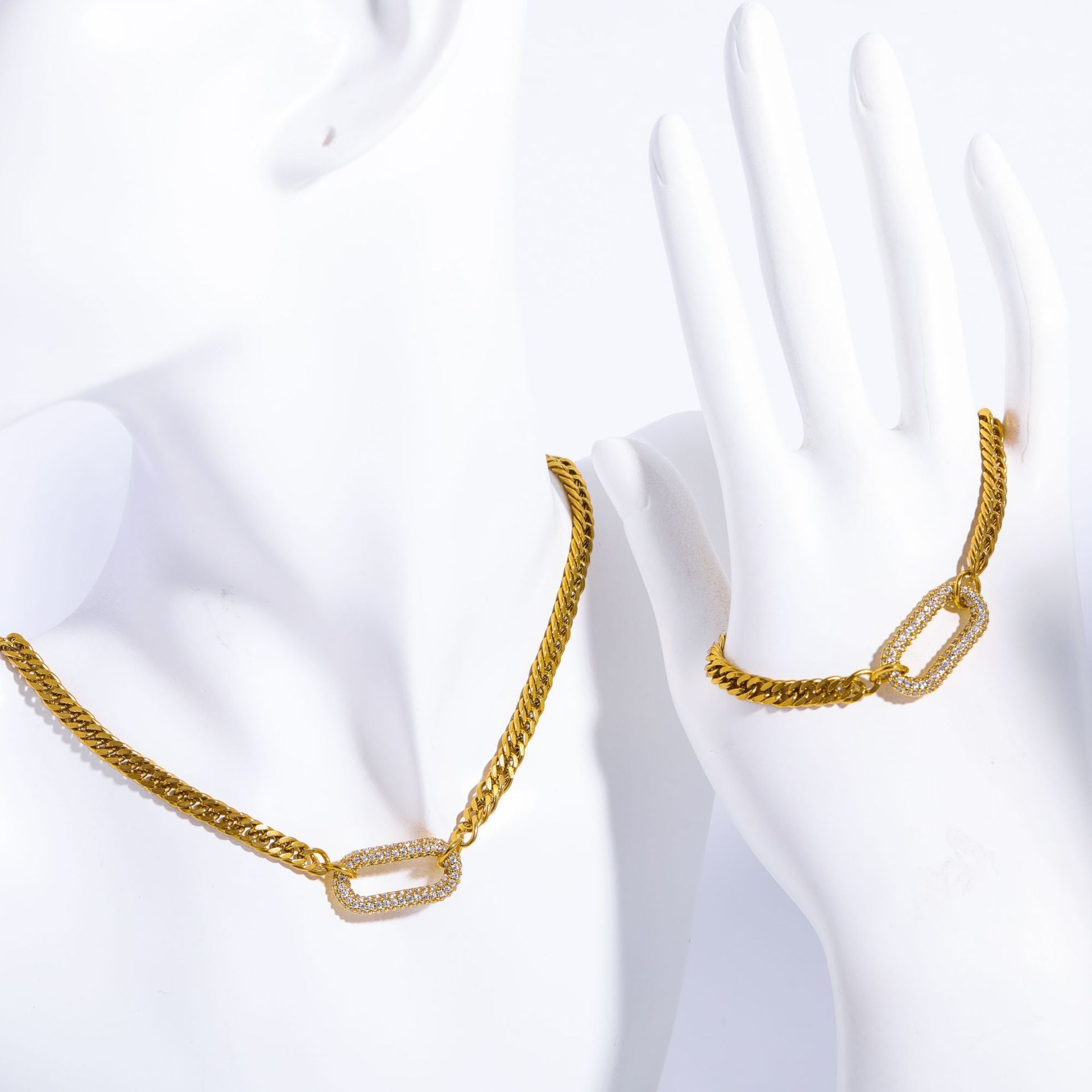 Copper 18K Gold Plated Streetwear Plating Inlay Oval Zircon Bracelets Earrings Necklace