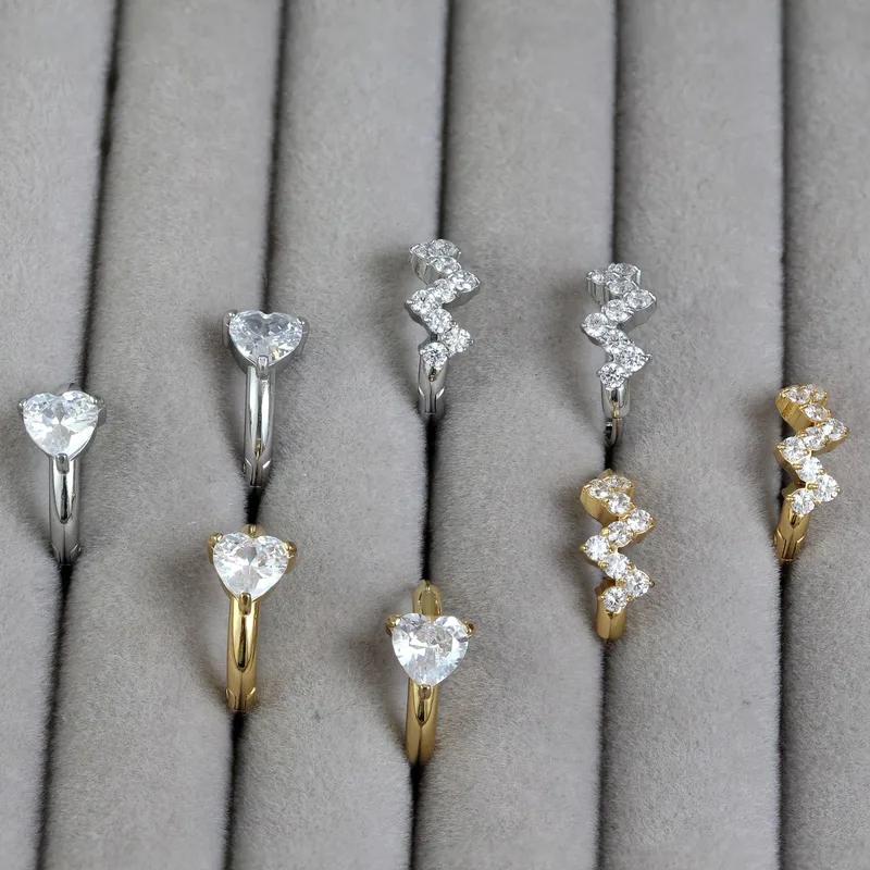 Zizi Huggies - Stainless Steel Hoop Earrings with Sparkling CZ Stones Jewelry