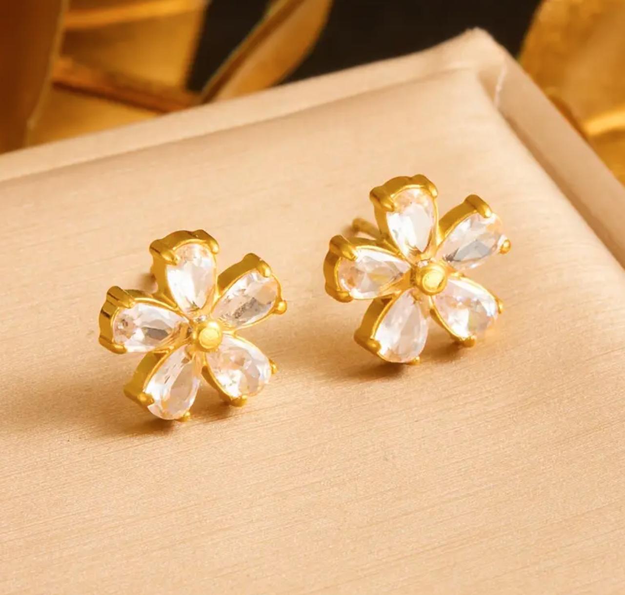 Florence Necklace Set - Stainless Steel Flower Jewelry Set for Women - Includes Necklace & Earrings