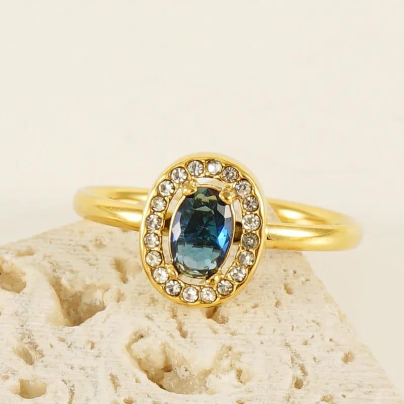 Adjustable rings Stainless Steel 18K Gold Plated Shiny Plating Inlay Square Water Droplets Heart Shape Zircon Open Ring